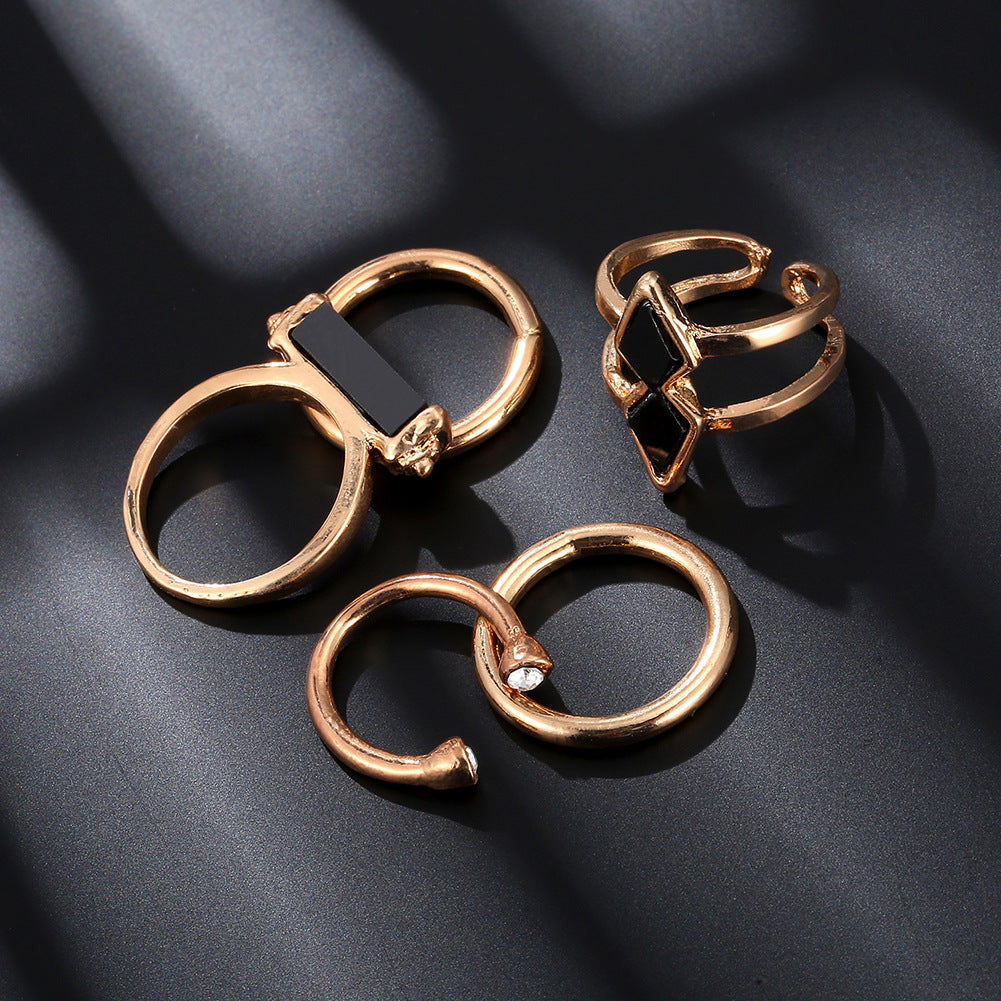 Mode Gelenk Ring Set Galvanisierung 18K Edelsteinschmuck