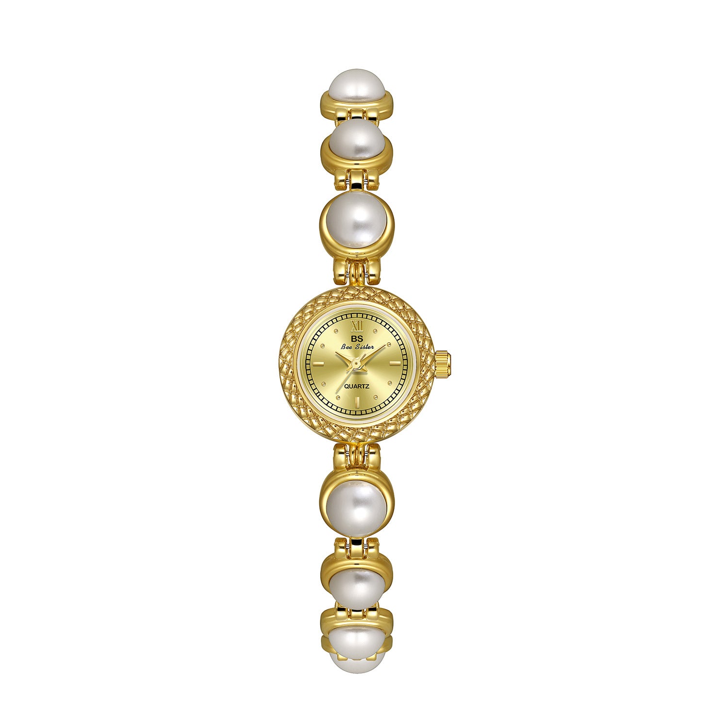 Reloj de pulsera de perlas BS New Light Luxury para mujer