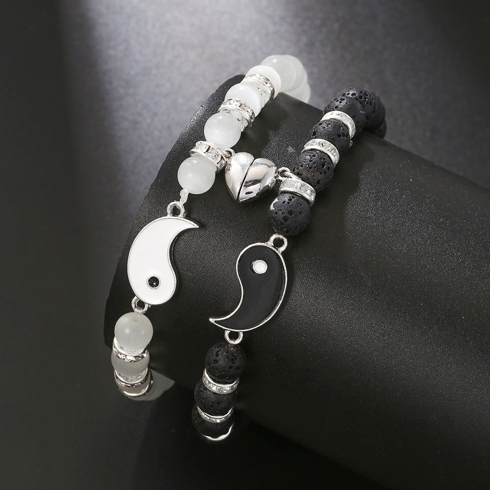 Love Magnet Bracelet Opal Volcano Yin Yang Tai Chi Bracelet