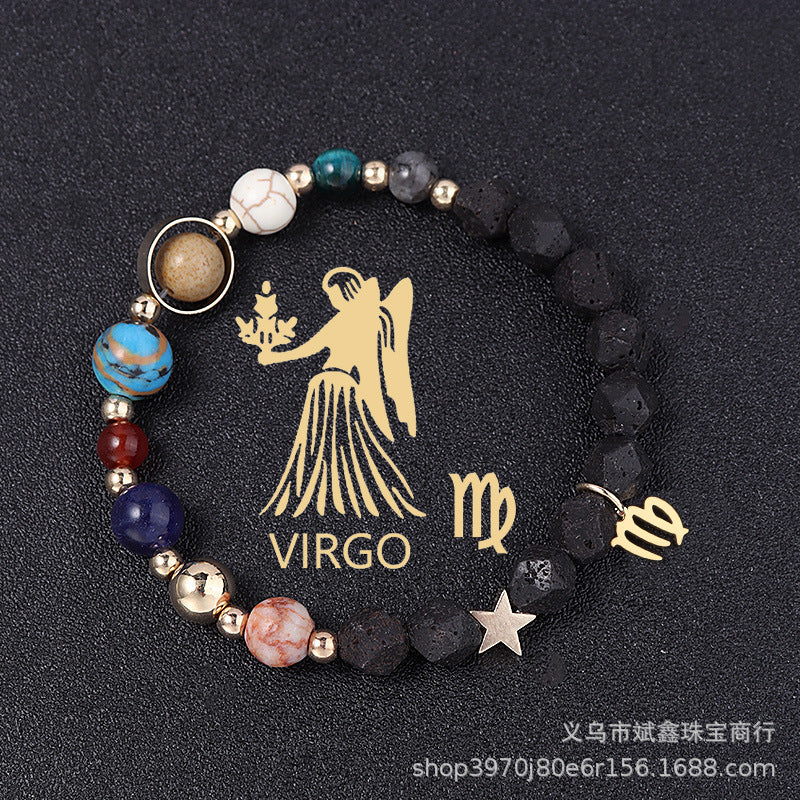 Natural Volcanic Rock Twelve Constellations Bracelets Fashion European And American Style