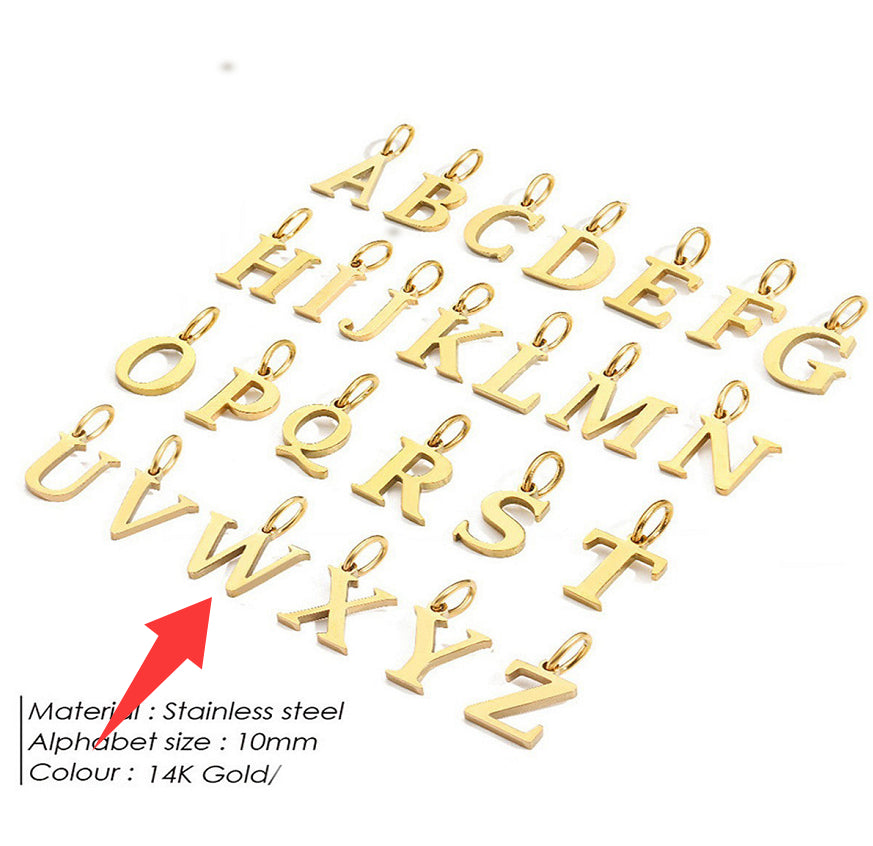 26-letter Hanging Stainless Steel Letter Necklace