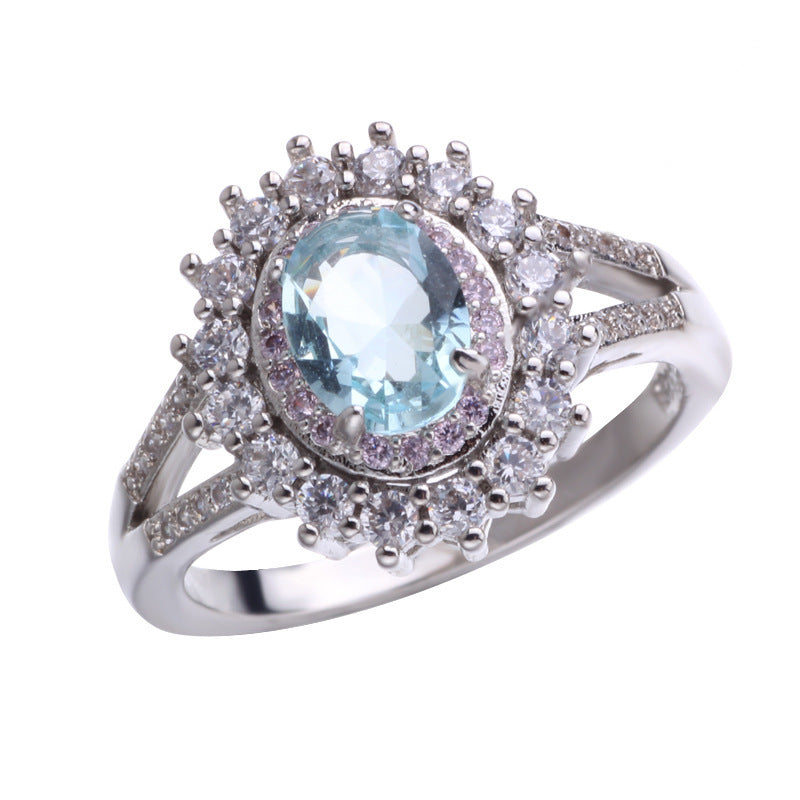 Damenmode blauer Kristall-Diamantring