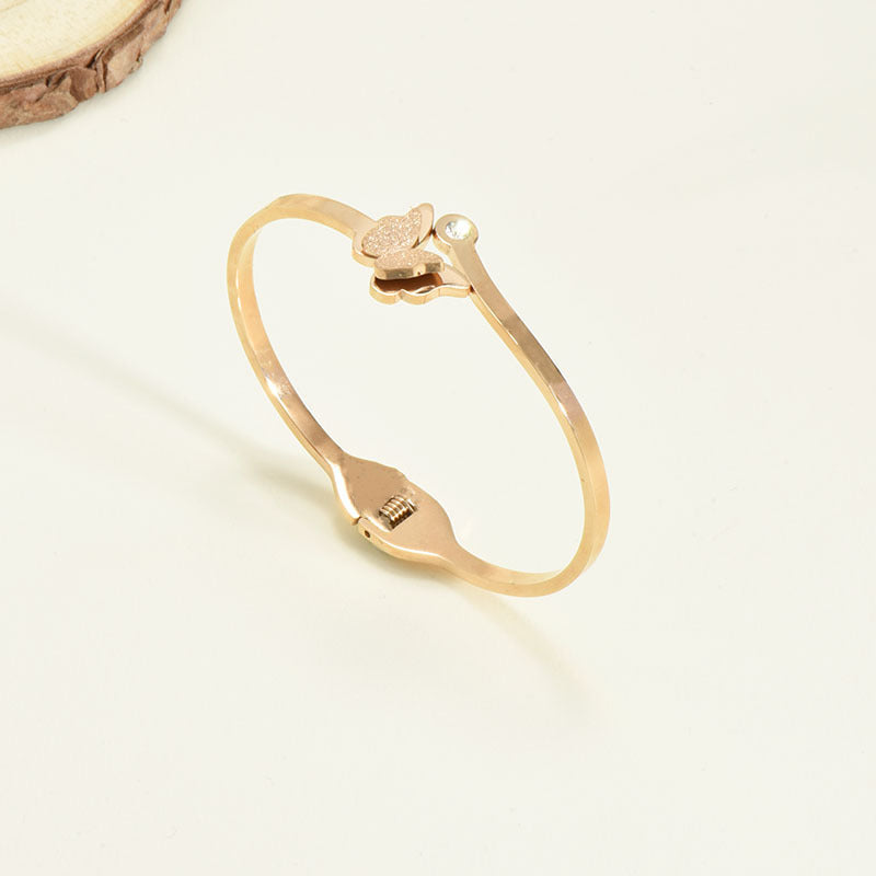 Titanium Steel Bracelet Korean Style Real Gold Plated 18K Gold Diamond Geometric Simple Stainless Steel