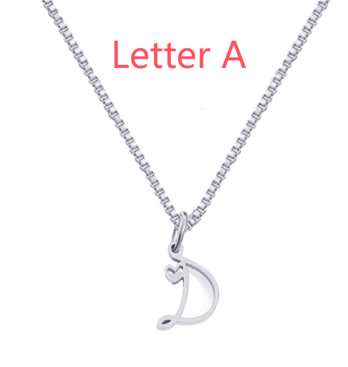 26 Love Letters Titanium Steel Pendants Necklace