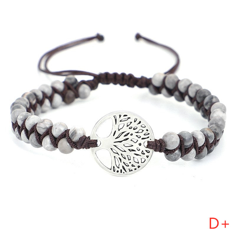 Armband mit doppeltem Lebensbaum und geflochtenem Garn