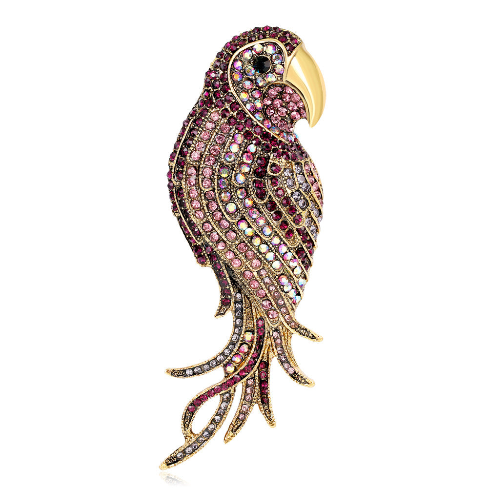 Broche de loro con diamantes de colores y personalidad a la moda