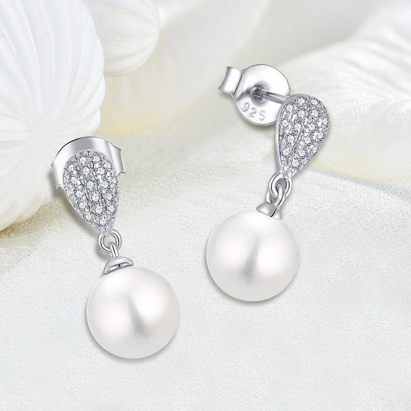 Damenmode Halskette aus Sterlingsilber mit Zirkonia und Perle