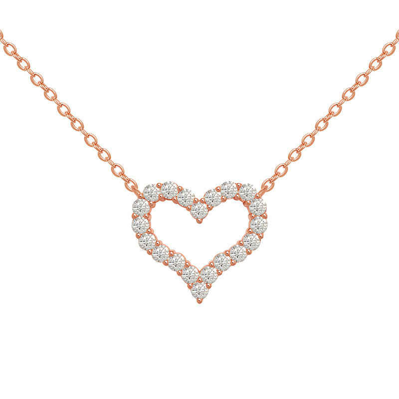 Collar con corazón de melocotón japonés a juego, oro rosa, estilo sencillo, moda exquisita, para mujer