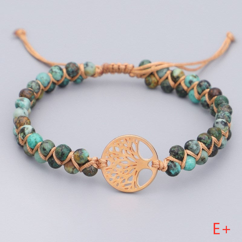 Armband mit doppeltem Lebensbaum und geflochtenem Garn