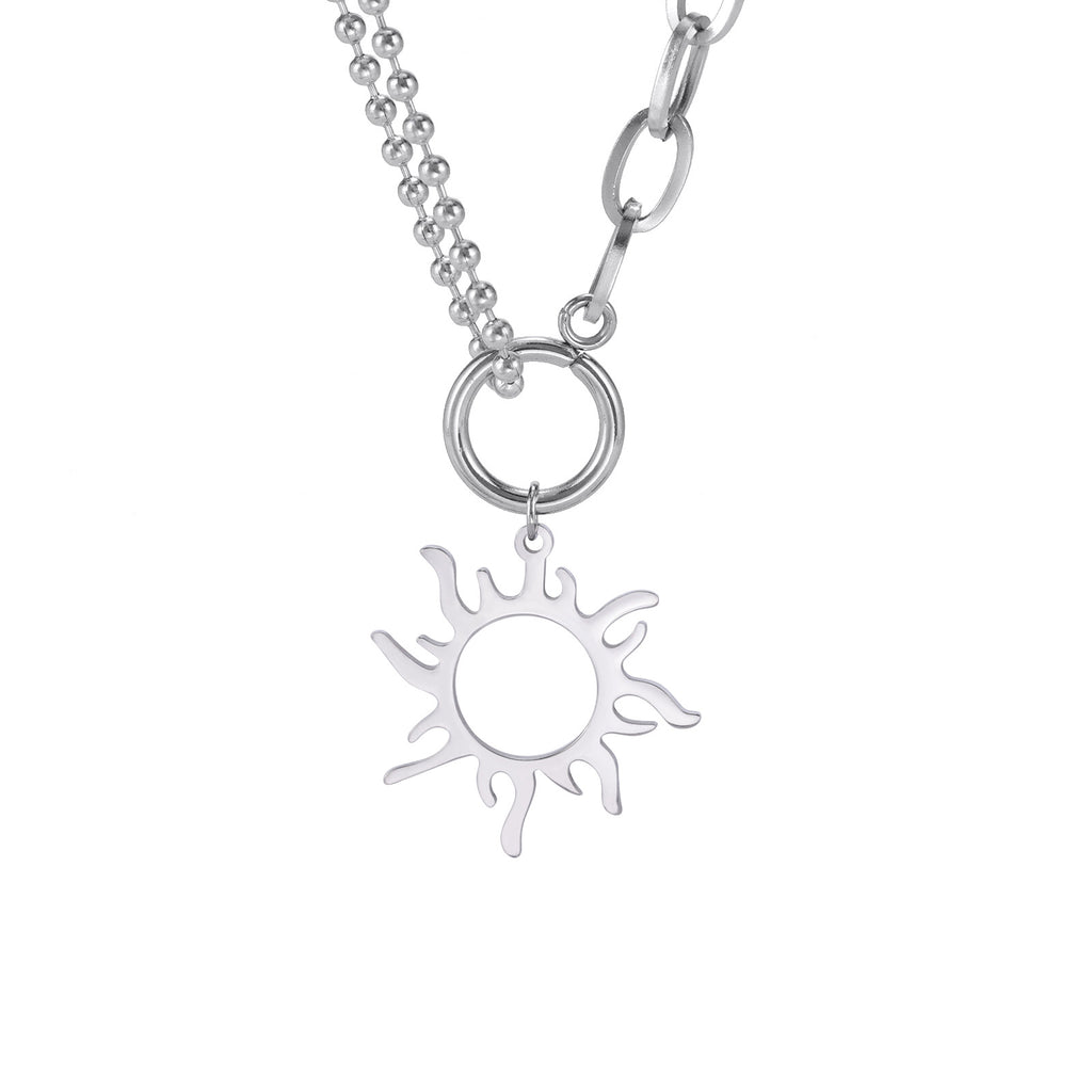Titanium Steel Sun Pendant Necklace Clavicle Chain