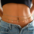 Metall Strass Kette Bauchnabel Taillenkette Sexy Quaste