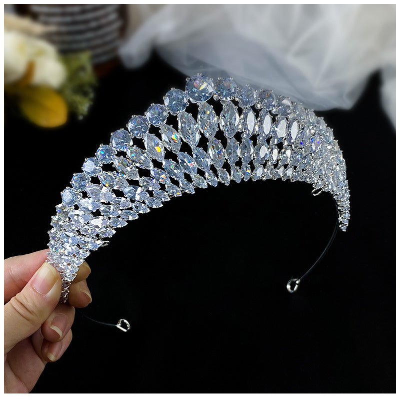 Vollständiger Diamant Super Blitz Zirkon Krone Kopfschmuck Königin Stirnband