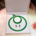 Gao Bing Emperador Jade Calcedonia Bola Pulsera Collar Pendientes Set