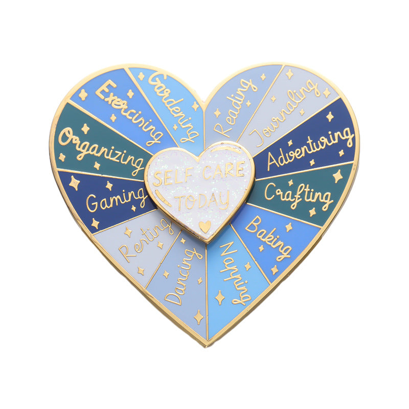 Distintivo giratorio con forma de corazón doble capa para mujer