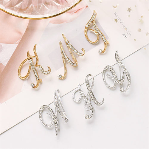 26 broches de alfabeto inglés con diamantes