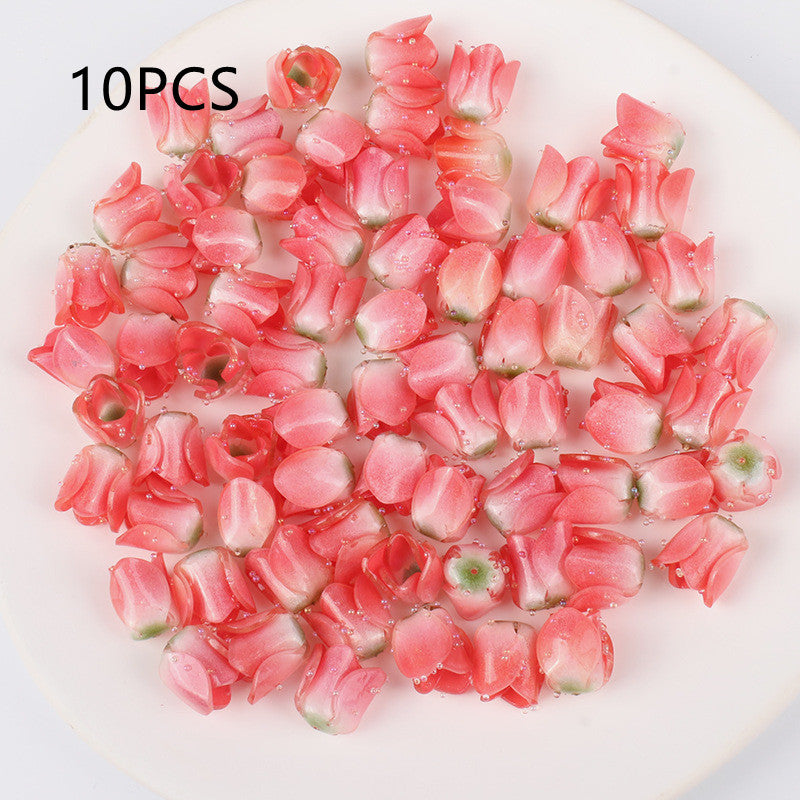 Accesorios de joyería DIY de flores de tulipán acrílicas termorretráctiles