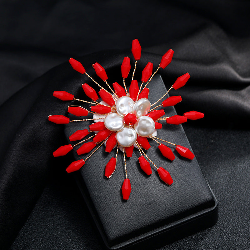 Broche de perlas de lujo con temperamento para mujer