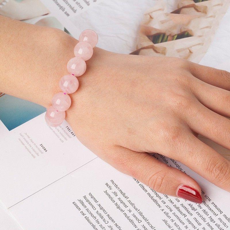 Damenarmband Rosenquarz Erdbeerquarz Einzelring