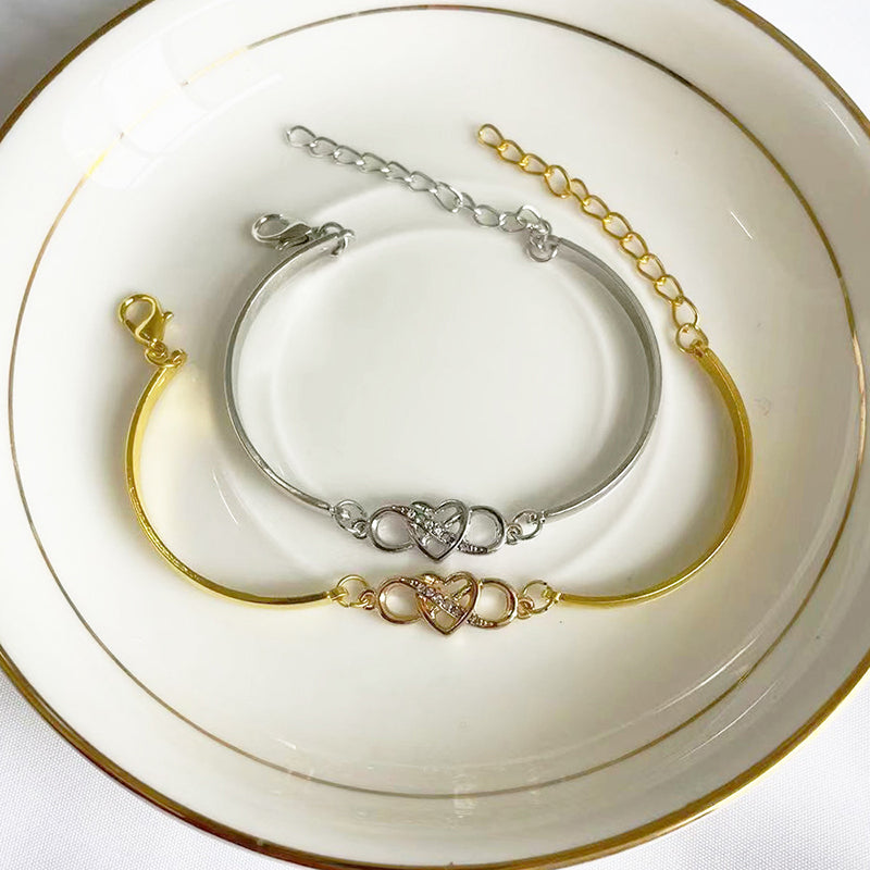 Pulsera brazalete Corazón Infinito Cristal Amor Símbolo Eterno