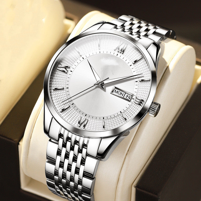 Reloj mecánico automático impermeable con doble calendario para hombre