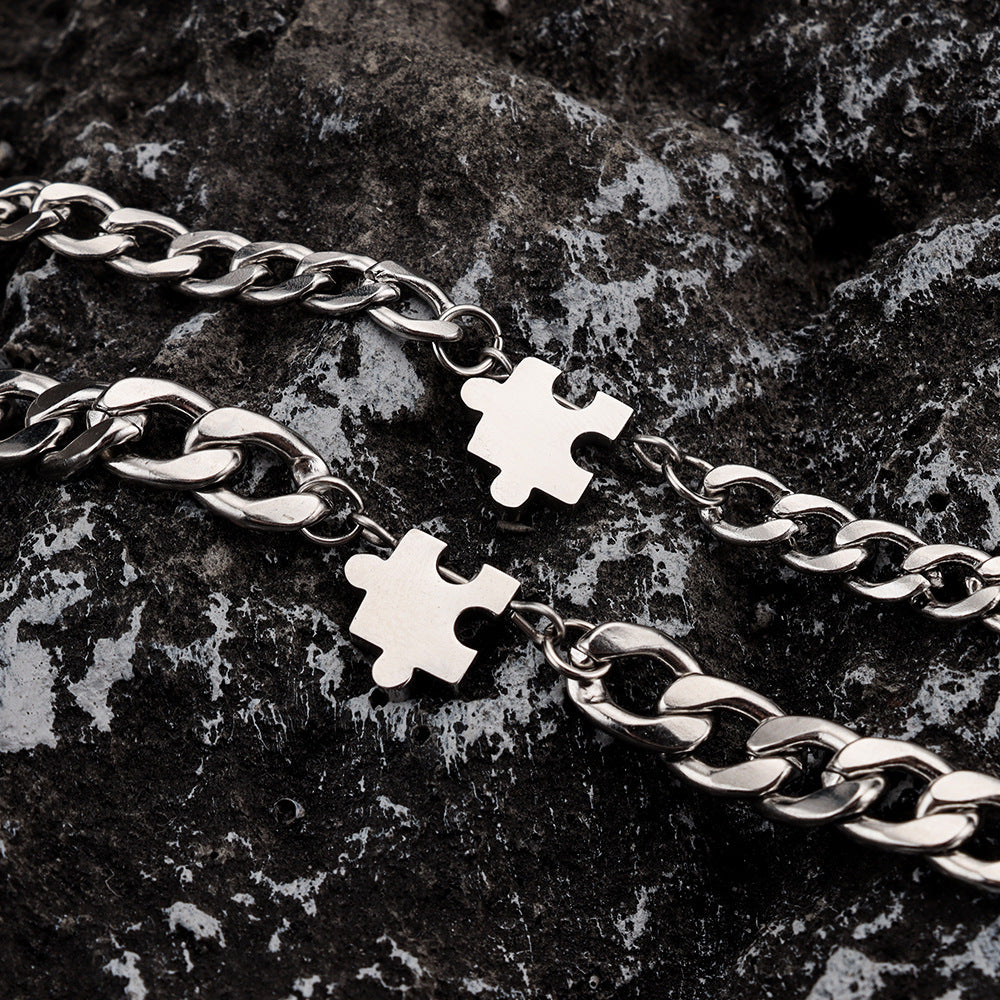 Juego de pulseras de titanio para hombres y mujeres