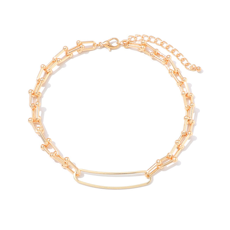 European And American High-grade Retro U-shaped Double-layer Metal Chain Tag Necklace