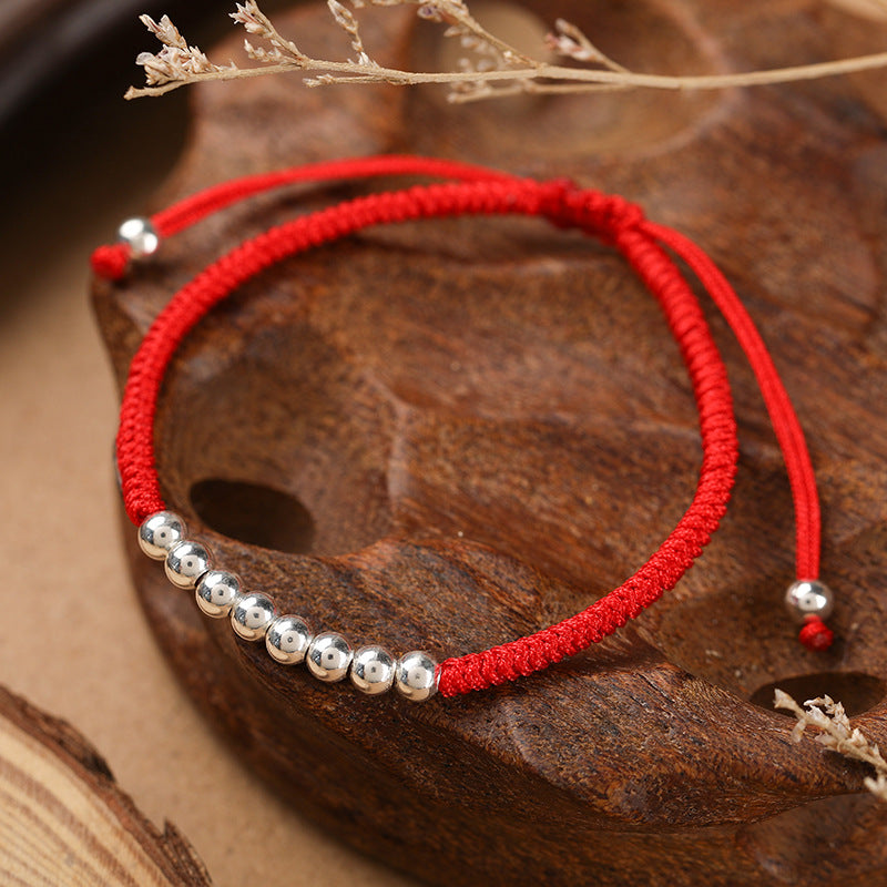 Animal Year Lucky Bead Carrying Strap Couple's Craft Diy Woven Red Rope