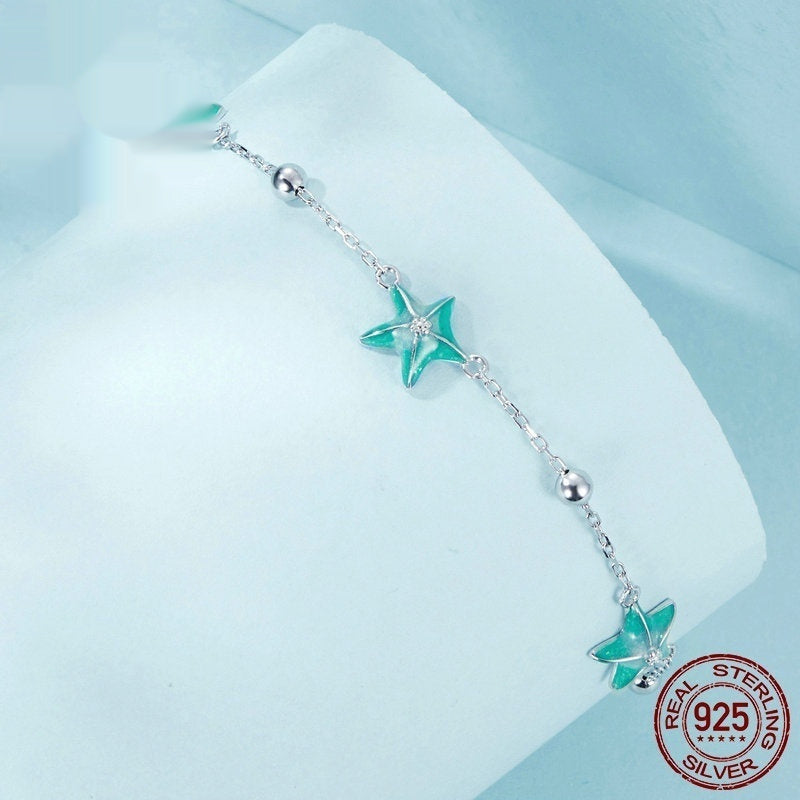 Starfish Bracelet S925 Sterling Silver White Gold Plated