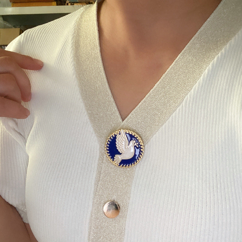 Broche de Esmalte en Gota de Aceite Paloma de la Paz Literatura Vintage para Mujer