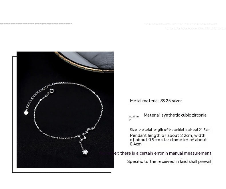 925 Sterling Silver Big Dipper Anklet