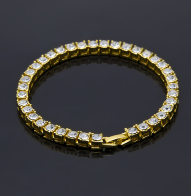 Zinnlegierung Goldfarbenes Iced Armband Herren Hip Hop Kette Street Rock Schmuck