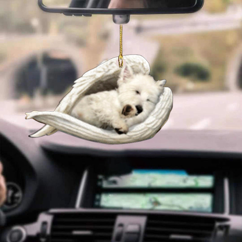 Colgante de coche perro durmiente ángel decoración del hogar acrílico exhibición colgante adornos para puertas