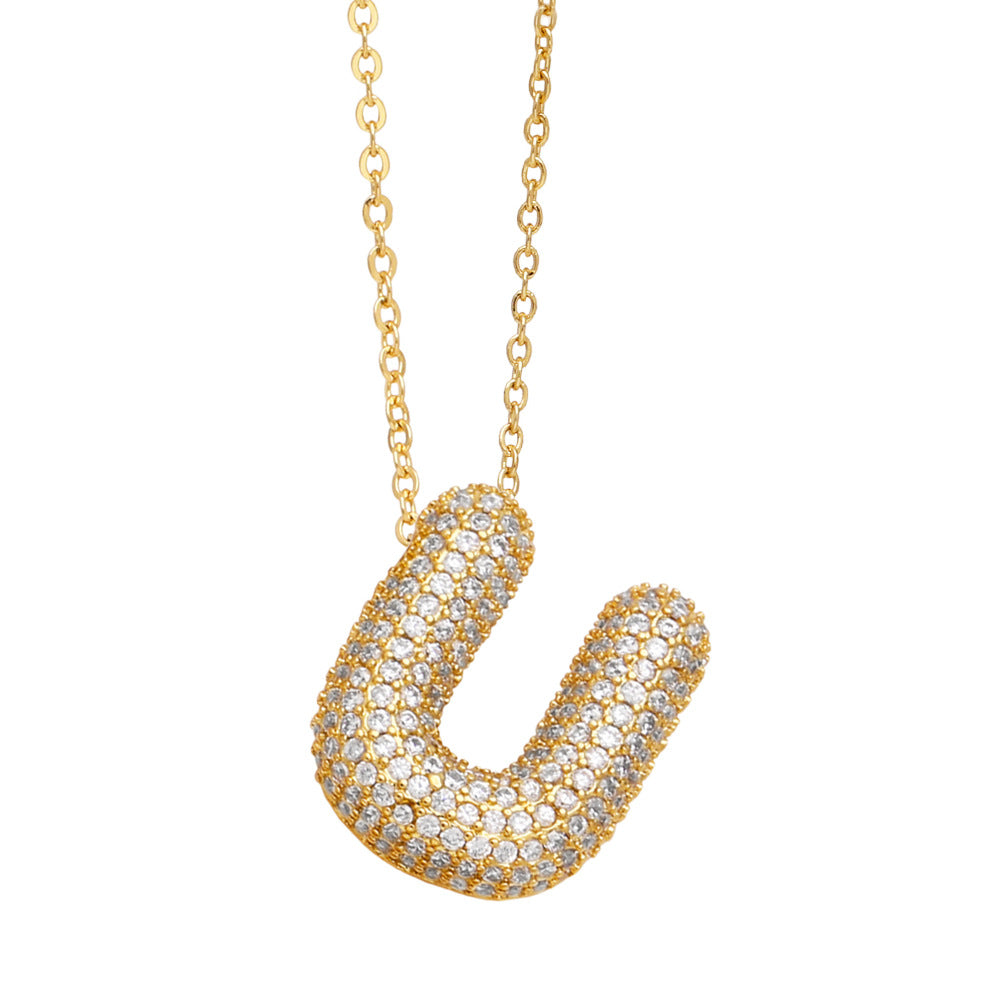 Collar con 26 letras inglesas para mujer con circonitas incrustadas