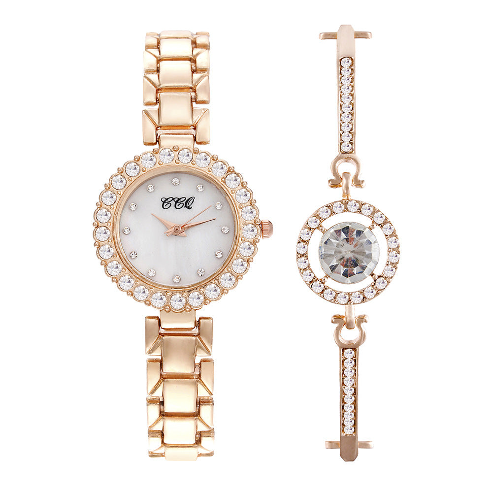 Traje de reloj con brazalete de diamantes de moda para mujer