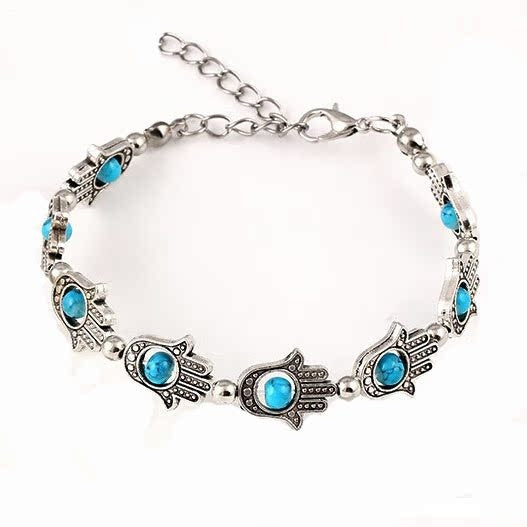Pulsera elegante y versátil de metal con abalorios de palma bohemia