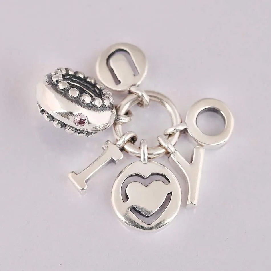 S925 Silberarmband Ich liebe dich Englischer Anhänger