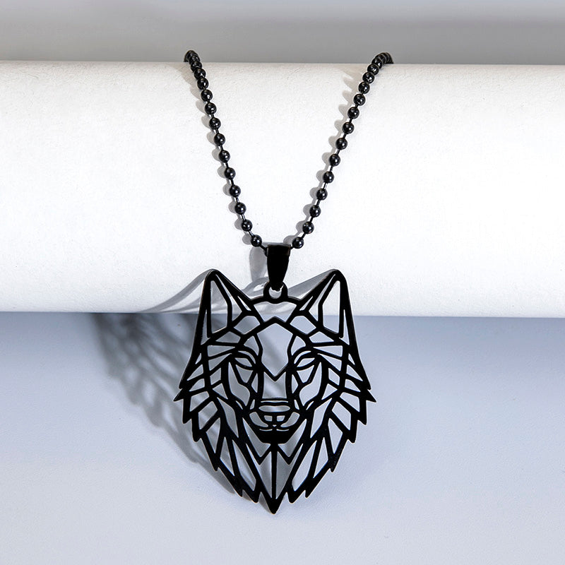 Halskette mit Wolfskopf-Anhänger aus Edelstahl für Herren Tierschmuck