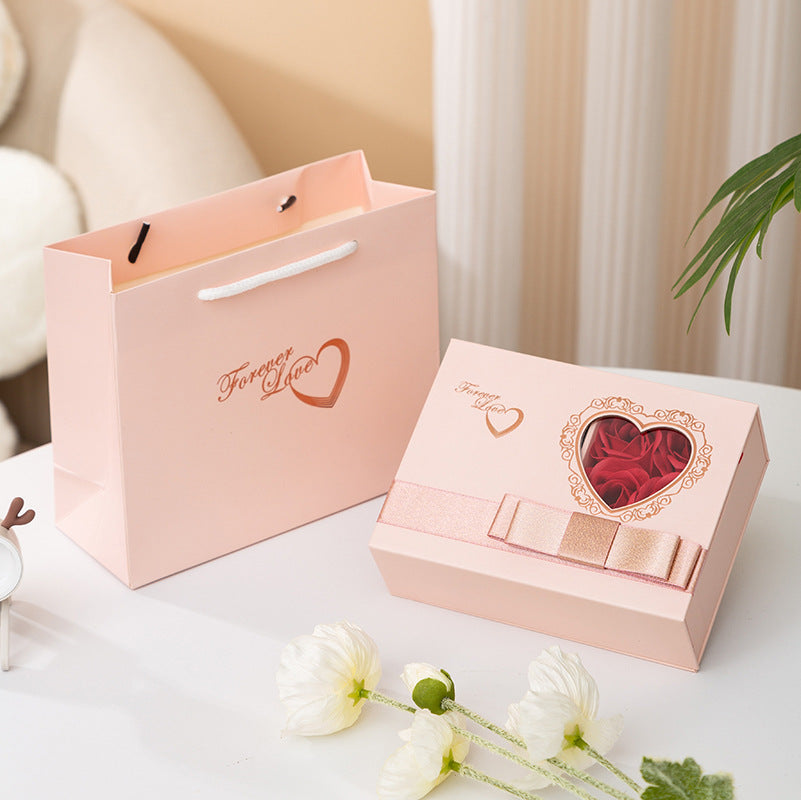 Rosen lieben Schmuckkästchen Valentinstag Halskette Ring Ohrstecker