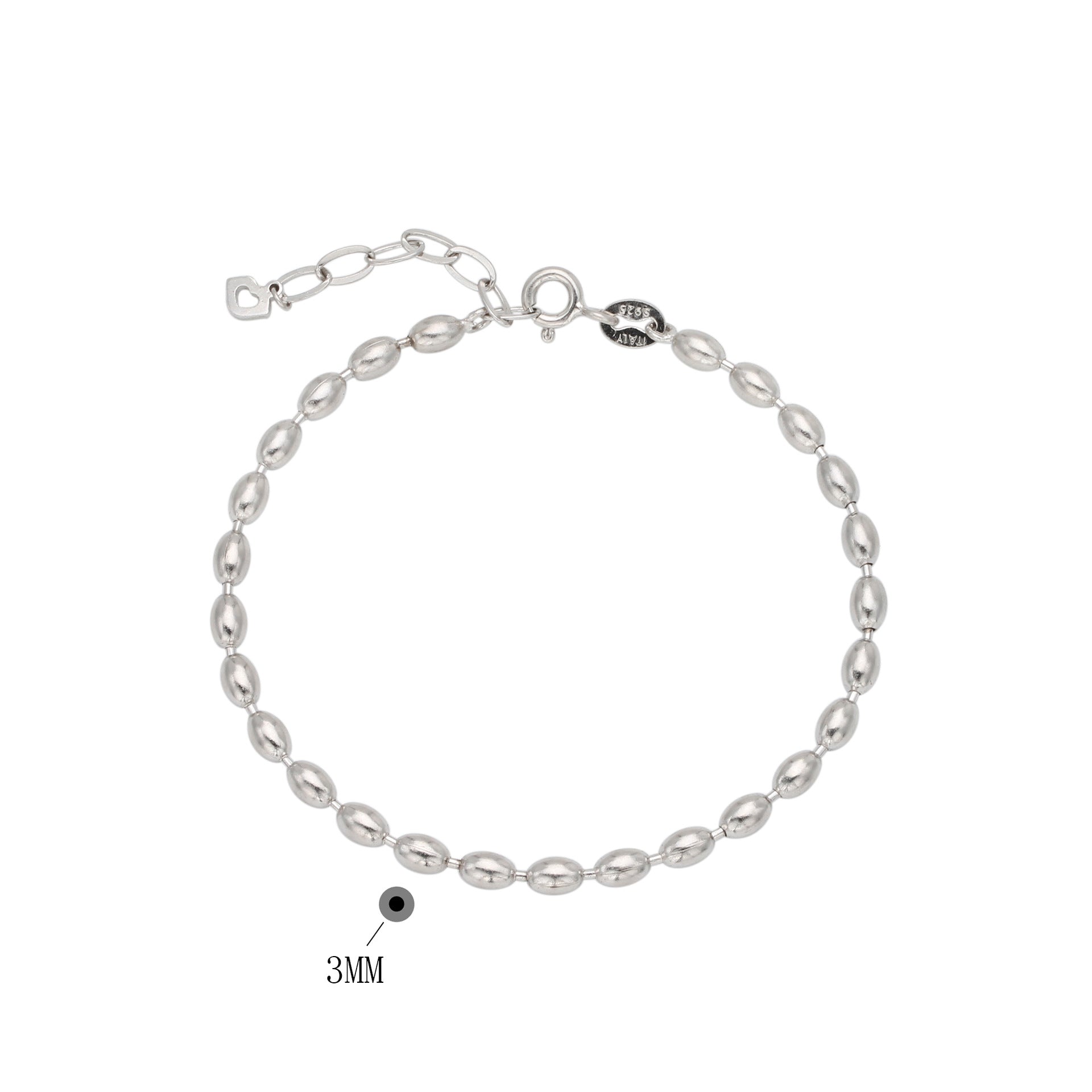 S925 Sterling Silver Simple Elegant Beanie Bracelet