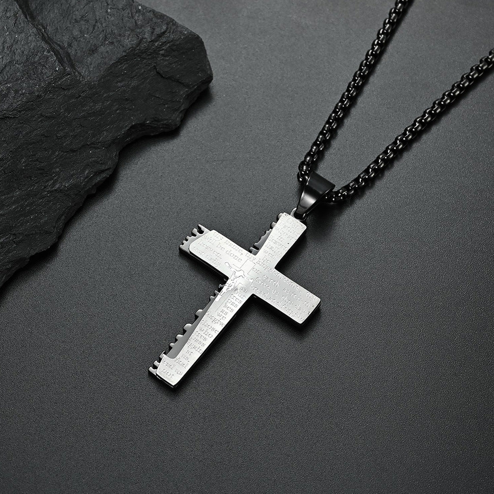 Christliche Jesus-Kreuz-Halskette, doppelt, für Herren