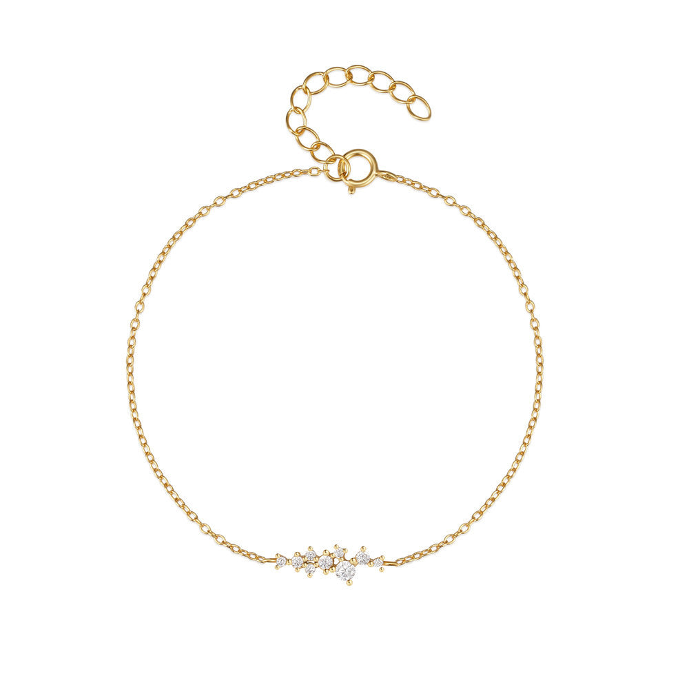 Pulsera hipoalergénica de plata de ley con incrustaciones de diamantes, diseño sencillo y elegante, para mujer