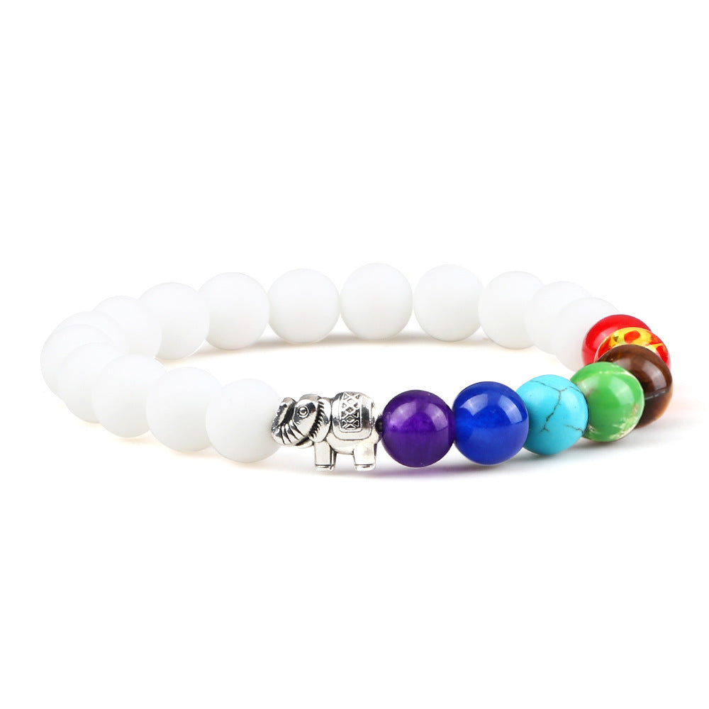 Colorful Rainbow Elephant Beads Bracelet