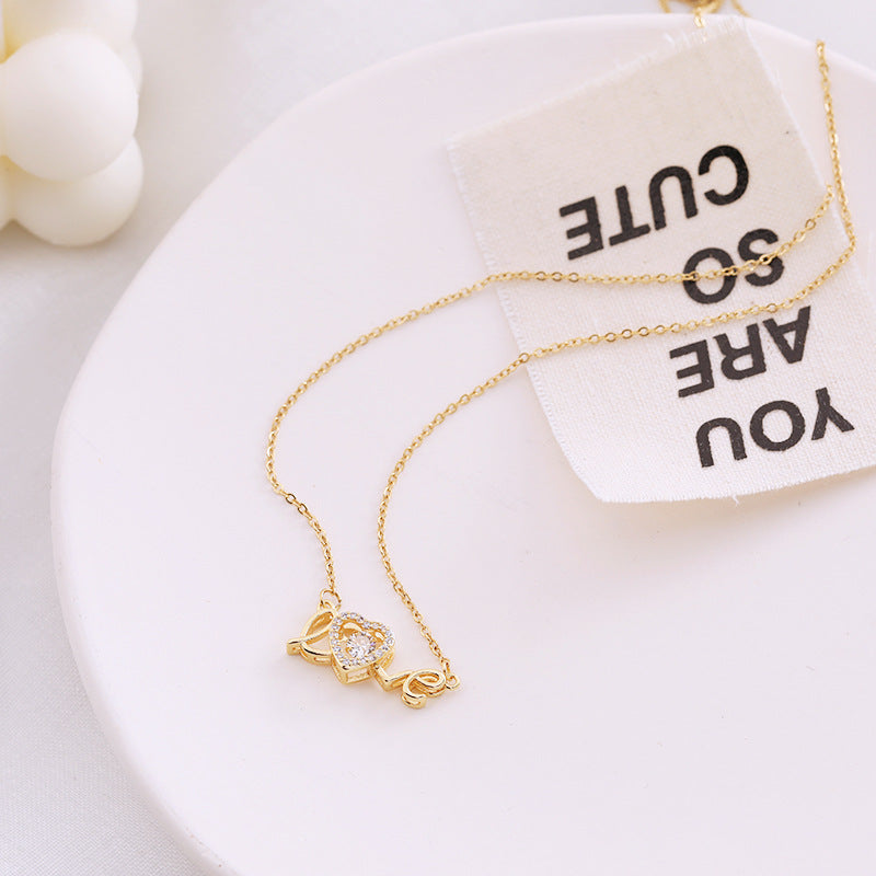 Valentinstag Geschenk Neue Titanstahl Halskette Mode Neue Liebe Smart Halskette Damen Schlüsselbeinkette Modeschmuck Frau