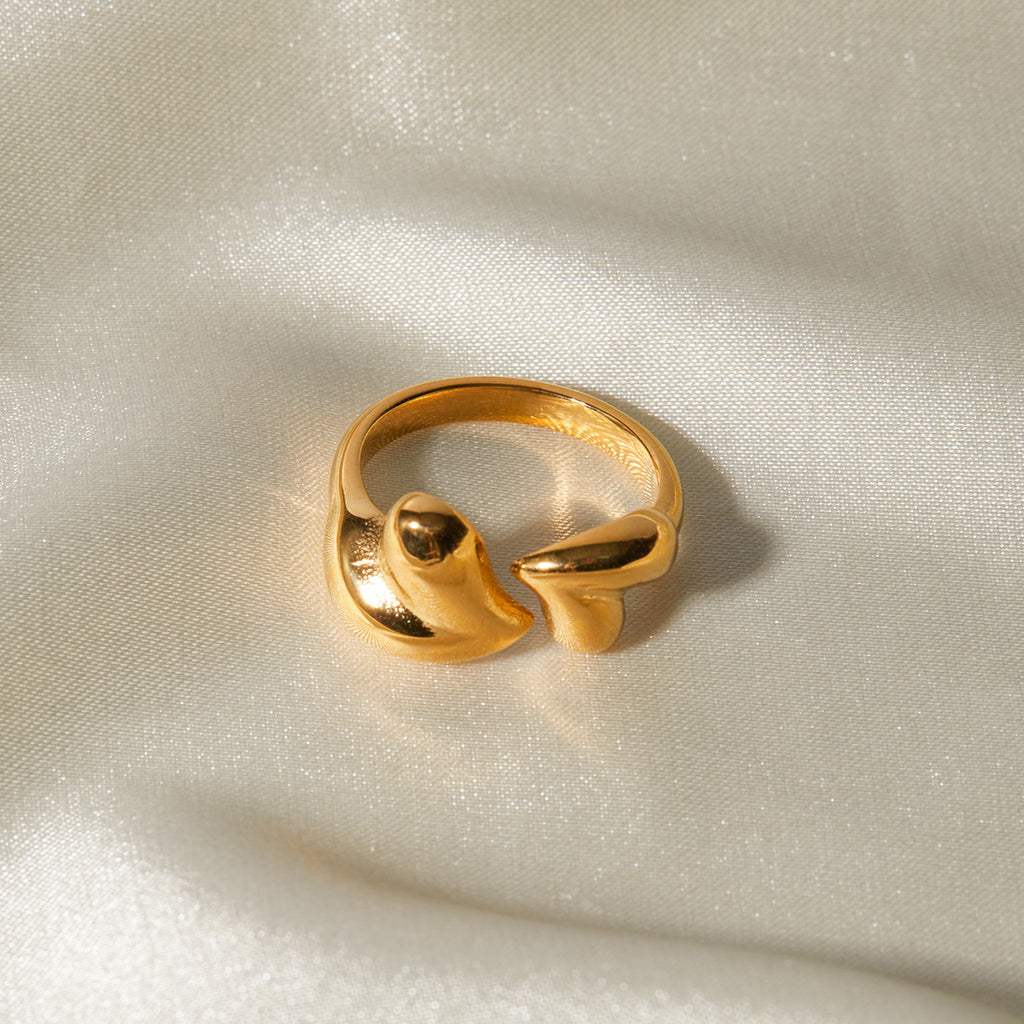 Anillos Abiertos de Acero Inoxidable con Forma de Corazón Asimétrico, Regalos de Joyería Romántica para el Día de San Valentín para Mujeres, Joyería de Moda