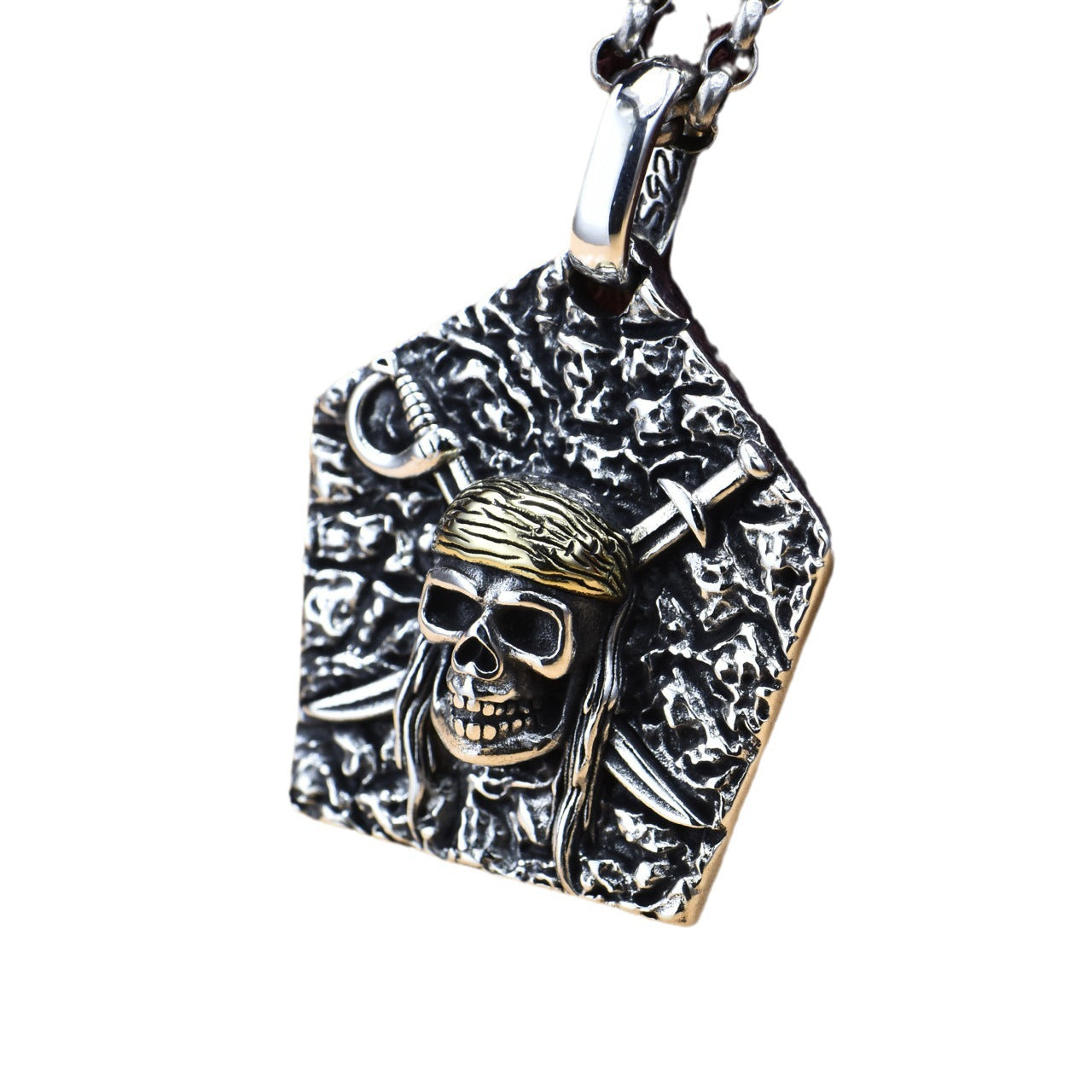 Herren S925 Sterling Silber Piratenkopf-Anhänger