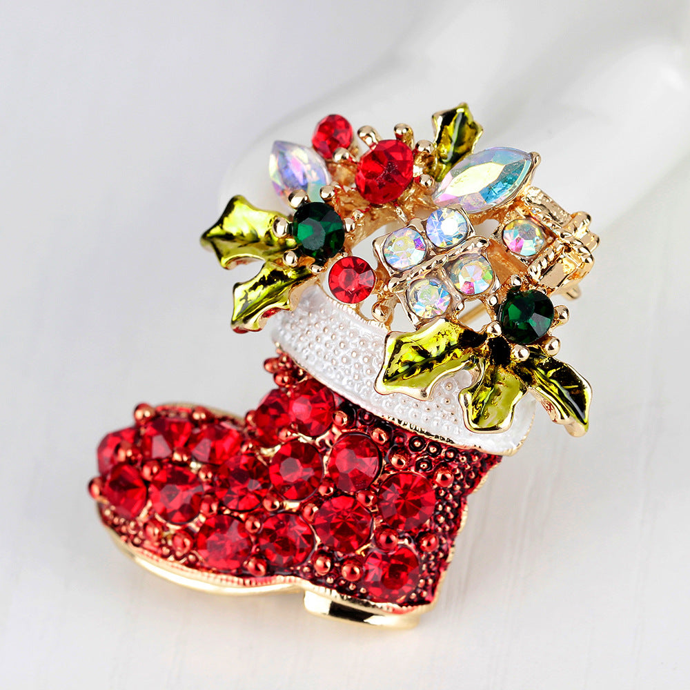 Nuevo Broche de Aleación Botas Navideñas de Moda