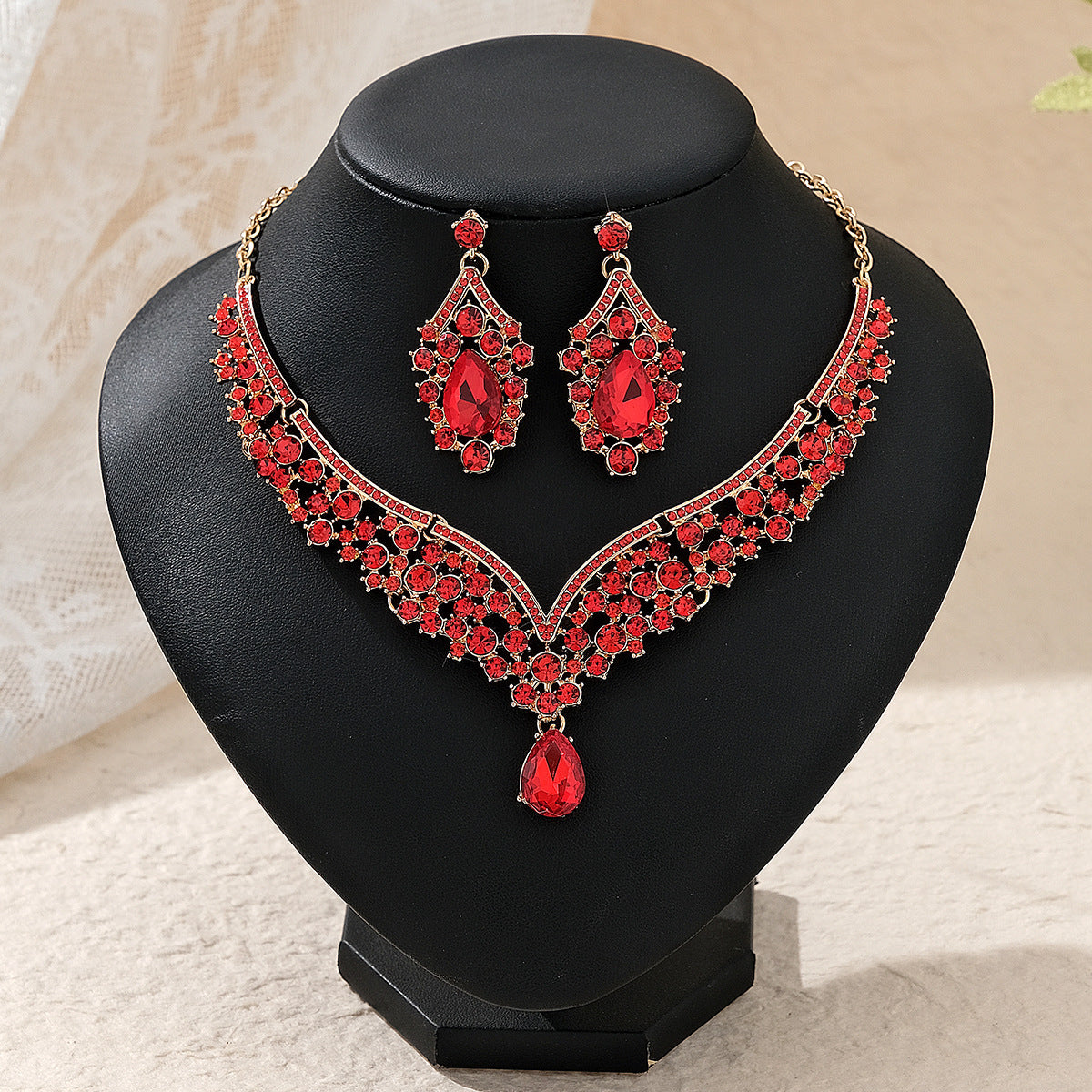 Pendientes Y Collar De Perlas Y Diamantes De Imitación Para Mujer