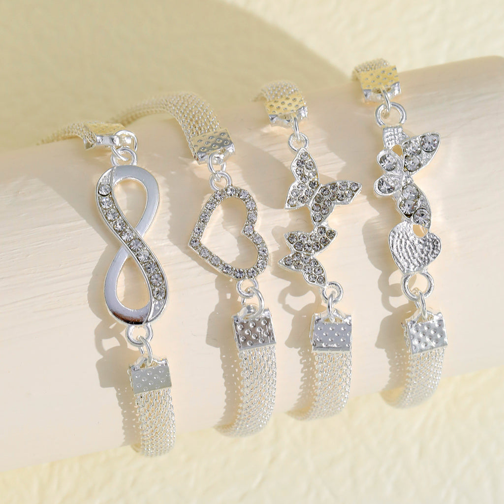 Tobillera de aleación retro creativa con diamantes infinitos de 8 palabras
