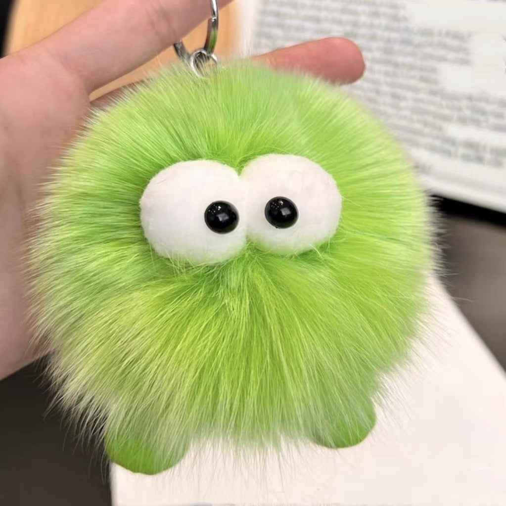 Colgante de llavero para coche de piel de zorro pequeño con forma de briqueta