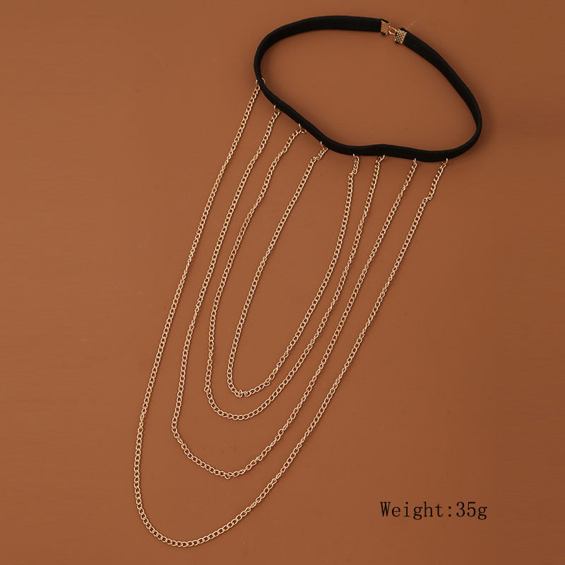Joyería corporal elástica multicapa de moda creativa para mujer con cadena para el muslo